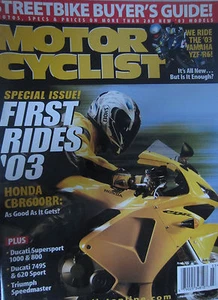 Motorcyclist Magazine March 2003 Special Issue First Rides '03 Honda CBR600RR - Picture 1 of 2