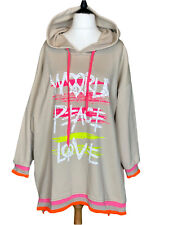 ITALY Sweatshirt Hoodie Longshirt Peace Love Beige Onesize #2024250