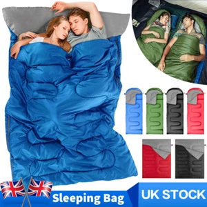 4 SEASON SLEEPING BAG CAMPING HIKING BAGS WATERPROOF ENVELOPE ZIP SINGLE DOUBLE - Picture 1 of 21