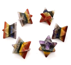 Sept pierres d'équilibrage d'énergie spirituelles esprit sacré Reiki chakras Merkaba x 2 - Photo 1 sur 24