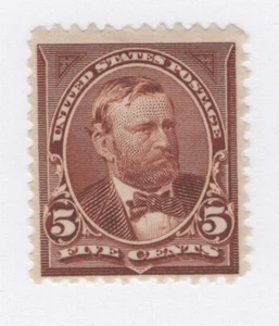 1894 US SC 255 5c Chocolate, Ulysses S. Grant - MLH OG F/VF, Very Fresh - Picture 1 of 3