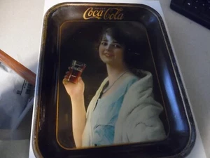 1923 Coca Cola Tray -Lady Holding Glass ORIGINAL GOOD CONDITION WITH SOME ISSUES - Picture 1 of 5
