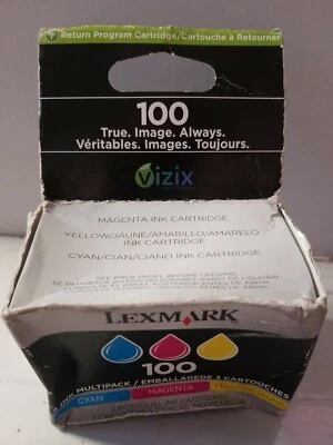 🌰 Lexmark 100 - 3 Color Printer Ink, Cyan Magenta Yellow distresssed box‼ - Image 1 of 2