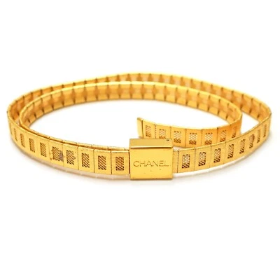 Cinto de corrente vintage folheado a ouro CHANEL logotipo CC #747c - Imagem 1 de 4