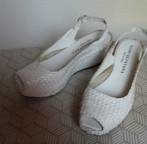 PONS QUINTANA Sommer Schuhe weiß 35 Block Absatz Wie Neu - Bild 1 von 6