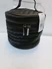 Saks Fifth Avenue Rounf Black Quilted Make Up Purse Cosmetic Bag NEW $50