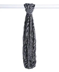 mstylelab Bufanda de Mujer Gris Animal Print Negro Infinity Wrap NWT - Imagen 1 de 1