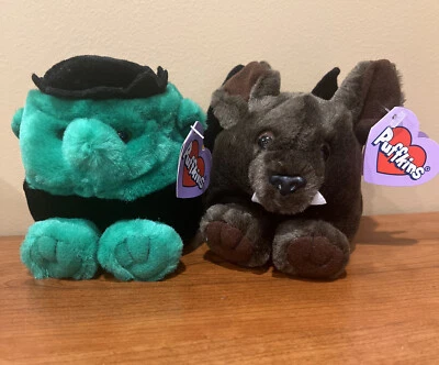 Lote de 2 puffkins de Halloween "STITCH" Frankenstein y "DING" el murciélago vampiro nuevo con etiquetas Foto 1 de 4
