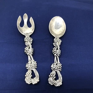Vintage Godinger Silver Art Co. Graped Design Serving Spoon and Fork Set - Picture 1 of 6