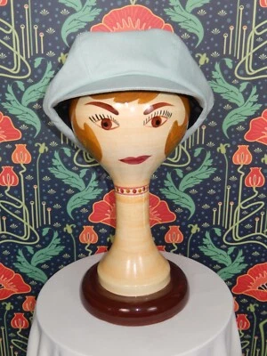 Eugenia Kim Morgie Aqua Blue Mod 60's Oversized Linen Newsboy Cap Hat Nwt - Image 1 of 4