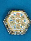 Hexagon Hand Crafted Trinket Pill Box Ornate Glitter Rhinestones Made India Best