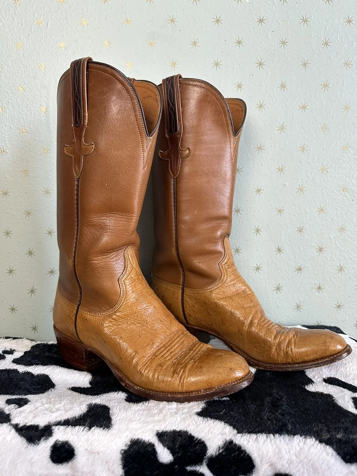 Vintage 80s Women’s Half Quill Lucchese Western Cowboy Boots 6.5 B Ostrich - Image 1 of 4