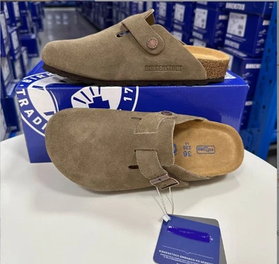New Birkenstock Boston Men/Women Taupe Suede Leather Soft Footbed New box Narrow - image 1 of 4