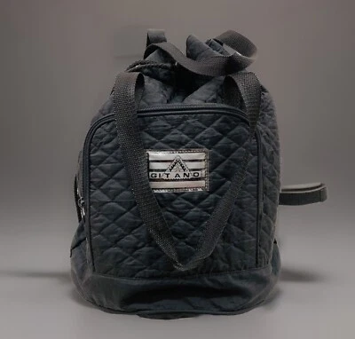 Bolso Mochila Gitano Negro Vintage Años 80 Cordón 10” Diámetro Correas Superiores Foto 1 de 4