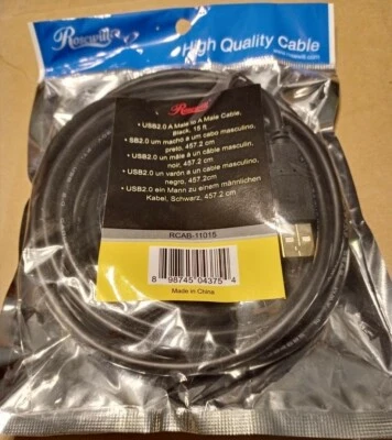 Rosewill 15 Feet USB 2.0 A Male to A Male Gold Plated Cables (Pack of 5) - Image 1 of 2