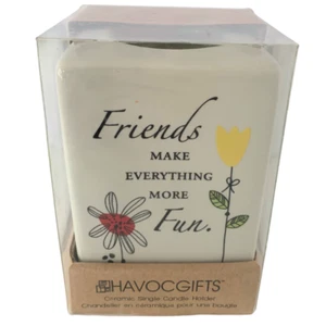 HAVOCGIFTS Ceramic Candle Holder Friendship Saying - Picture 1 of 4