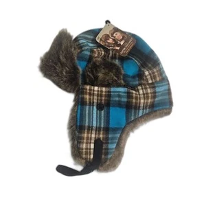 D&Y Plaid Faux Fur Lined Trapper Hat New - Picture 1 of 5