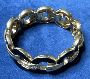 BLACK ENAMEL ON SILVER TONED METAL WITH RHINESTONES STATEMENT STRETCH BRACELET - Picture 1 of 8