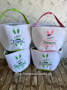 Personalised Large Soft Easter Egg Hunt, Easter Bunny Basket Bucket Bag - Picture 1 of 22