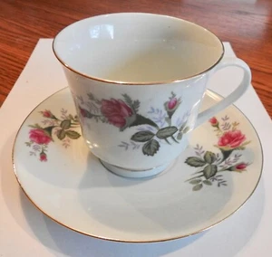 China Cup and Saucer Rose Pattern 3 3/8" diameter cup 6" Plate Unsure of Maker - Picture 1 of 2