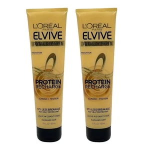 2 Pk L'Oreal Elvive Total Repair 5 Protein Recharge Leave In Conditioner 5.1 oz - Picture 1 of 5