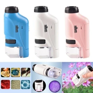 Kinder Handheld Mikroskop 60-120X Pädagogisch Wissenschaft LED Taschenlupe - Bild 1 von 20