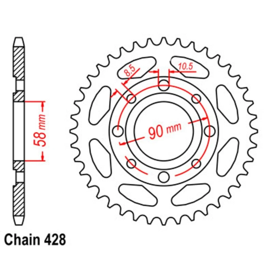 428 Rear Sprocket Fits HONDA CB175 1968 1969 1970 1971 1972 1973 1974 1975 1976 - Image 1 of 1