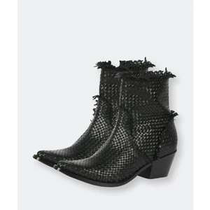 Saint G Mujer EU 37 Botas Nora Cuero Negro Tejido Occidental Punta Punta Punta Festival - Imagen 1 de 12