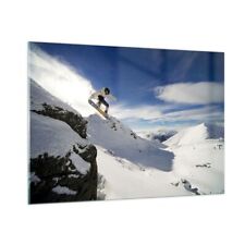 Impression sur Verre 100x70cm Tableaux Image Photo Snowboard neige sport