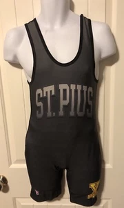 Singolo Brute Wrestling Adulto Medio Alto Taglio Nero Grigio Lycra Spandex ST Pius M - Foto 1 di 8