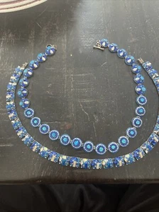 Vintage Blue Stone Necklaces 2. One Is Broken Just Needs Pin. Estate find 925 - Picture 1 of 9
