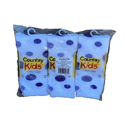NWT Girl’s Country Kids Cotton Capri Tights Size 9-11 Year Big Random Dot Purple - Image 1 of 4