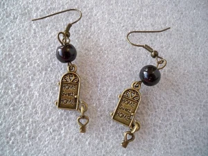 ORECCHINI PENDENTE CHARM COLOR BRONZO ANTICO HOME SWEET HOME EARRINGS - Picture 1 of 1