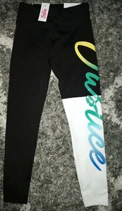 Girls justice high waist colorblock rainbow glitter logo legging size 8 new  - Picture 1 of 3