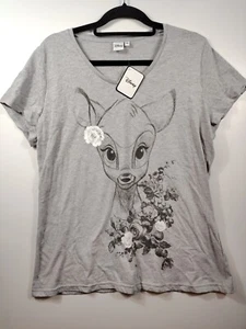Disney Bambi Shirt Damen Blumen Kurzarm Grau Gr. 46 - Bild 1 von 10