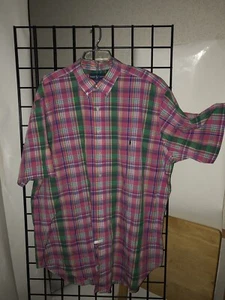 Men's Ralph Lauren classic fit S/S Buttonfront Pink plaid shirt Size 2XLT - Picture 1 of 7