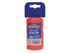Faithfull Tali Bata Nilon Hi-Vis 100m (330ft) Oren - Picture 1 of 2