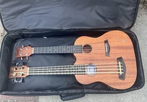 Ukelele de doble cuello Aklot. Bajo y soprano caoba con pastilla y estuche - Imagen 1 de 11