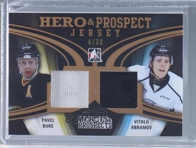 2015-16 Leaf ITG Heroes & Prospects Jerseys /30 Pavel Bure Vitalii Abramov HOF - Image 1 of 2