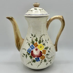 "Cafetera vintage Longchamp Nemours 9"" pintada a mano Limoges Francia/cb" - Imagen 1 de 13