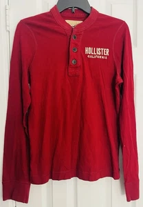 Hollister California 1922 Long Sleeve 3 Button Maroon Embroidered Shirt - Picture 1 of 5