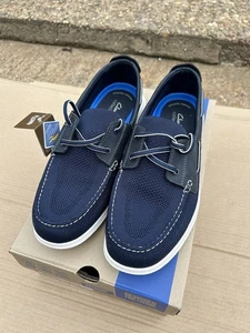 Clarks Mens Boat Shoes Flexway Tie Navy Combi Size UK 11 EU 46 Brand New in Box - Picture 1 of 10