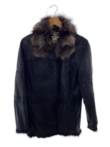 BALMAIN Leather Jacket Blouson Free Used Blk Rabbit Fur Used - Picture 1 of 8