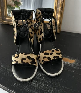 Senso Riley III shoes women's Beige Leopard Pony/Rubber Lace Up Heels Size 37 - Picture 1 of 14