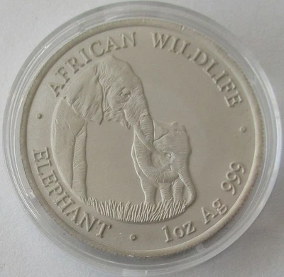 Zambia 5000 Kwacha 2001 Elephant 1 Oz Silver - Image 1 of 2