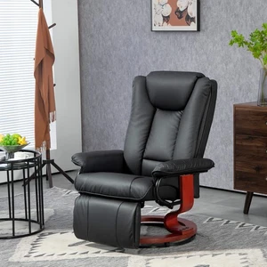 HOMCOM Swivel Recliner Chair with Footrest PU Leather Reclining Chair - Picture 1 of 23