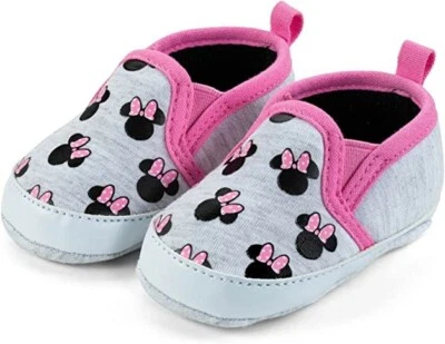 NUEVO Disney Minnie Mouse Gris y Rosa Bebé Infantil Zapatos Talla 2 Tenis 6-9 Meses Foto 1 de 3