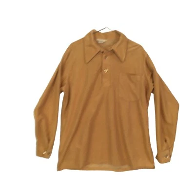 Camisa de manga larga VeLour tostada vintage años 60 70 para hombre, cuello grande, pecho 46 Foto 1 de 4