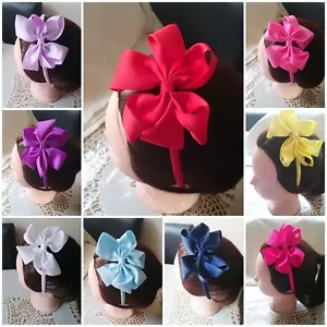 Fascia per capelli 4,5"" fiocco di fiori testa fascia Alice nastro grosgrain bambini ragazze - Foto 1 di 11