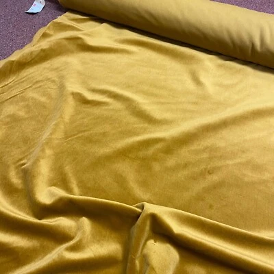 FABRIC DIRECT ONLINE Nutmeg Yellow Velvet Smooth Texture Curtain Fabric Material 137cm wide BR342